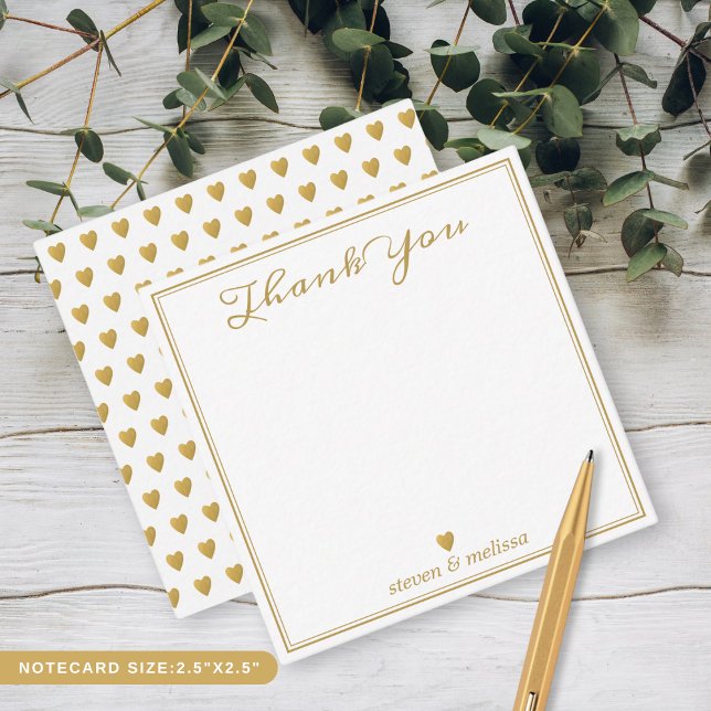 Elegant Gold Wedding Couple Newlyweds Vielen Dank Mitteilungskarte (Elegant Gold Wedding Couple Newlyweds Thank You Note Card)