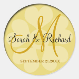 Elegant Gold Wedding Monogram Runder Aufkleber