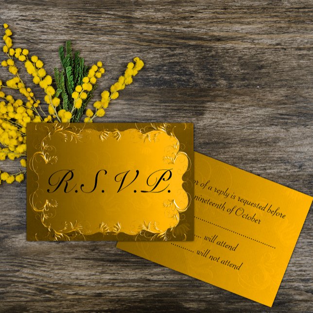 Elegant Gold Wedding RSVP Karte (Von Creator hochgeladen)
