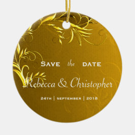 Elegant Gold Wedding Save the Date Keramik Ornament