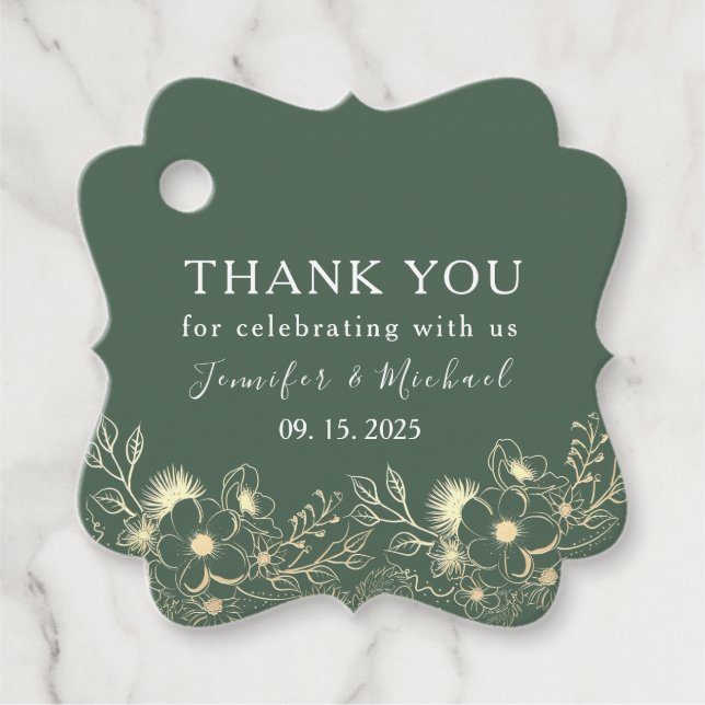 Elegant Gold Wedding Vielen Dank für Ihre Liebesma Geschenkanhänger (Vorderseite)