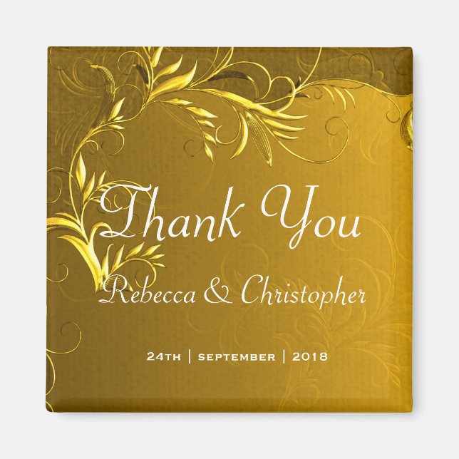 Elegant Gold Wedding Vielen Dank Magnet (Vorne)