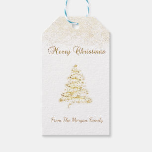 Elegant, Gold Weihnachtsbaum, Confetti Geschenkanhänger