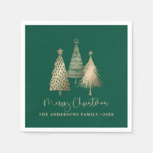 Elegant Gold Weihnachtsbaum Frohe Weihnachten Serviette
