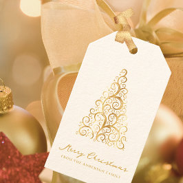 Elegant Gold Weißer Weihnachtsbaum Custom Geschenkanhänger