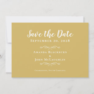 Elegant Gold White Delicate Romantische Kalligraph Save The Date
