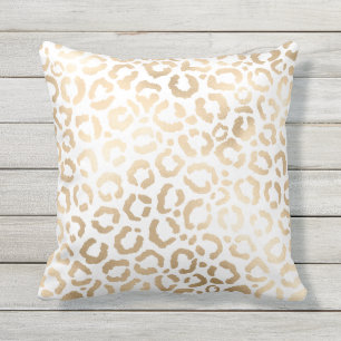 Elegant Gold White Leopard Cheetah Animal Print Kissen