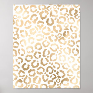 Elegant Gold White Leopard Cheetah Animal Print Poster