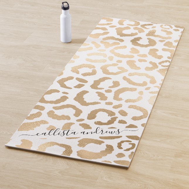 Elegant Gold White Leopard Cheetah Animal Print Yogamatte (Beispiel)