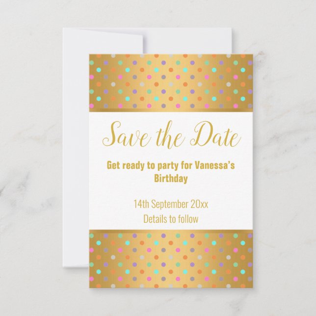 ELEGANT GOLD WHITE PASTEL SPOT REAKTION RSVP CARD (Vorderseite)