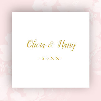 Elegant Gold White Wedding Paper Napkin Serviette