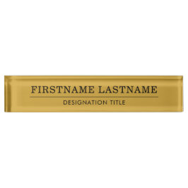 Elegant Gold White with Name Title Simple Line  Namensplakette