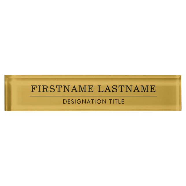 Elegant Gold White with Name Title Simple Line  Namensplakette (Vorderseite)