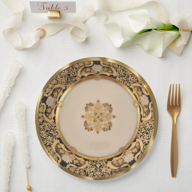 Elegant Gold Wiennese Pappteller (Hochzeit)