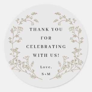 Elegant Gold Wreath Vielen Dank Runder Aufkleber
