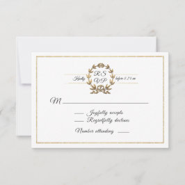 Elegant Gold Wreath White Script Calligraphy UAWG RSVP Karte
