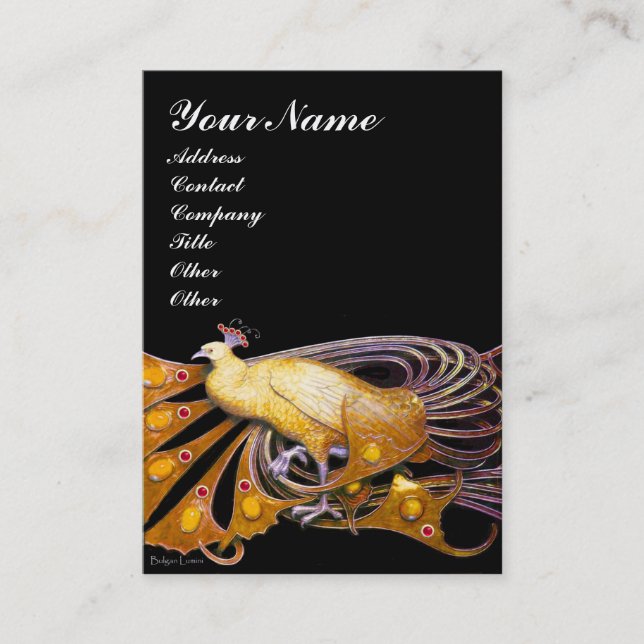 ELEGANT GOLD YELLOW PEACOCK FASHION JEWEL IN SCHWA VISITENKARTE (Vorderseite)