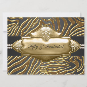 Elegant Gold Zebra Frauen 50. Geburtstagsparty Einladung