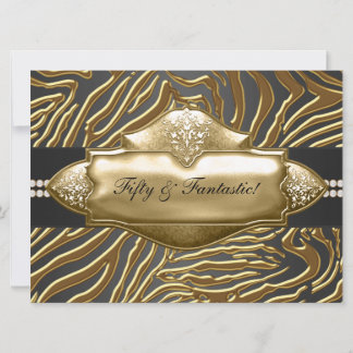 Elegant Gold Zebra Frauen 50. Geburtstagsparty Einladung