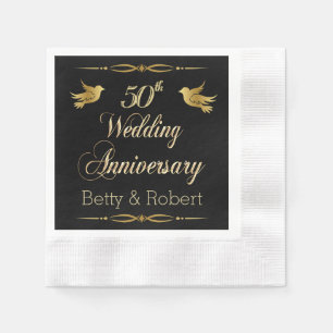 Elegant Golden 50. Hochzeitspapier Napk Serviette