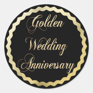 Elegant Golden 50. Hochzeitsticker Runder Aufkleber