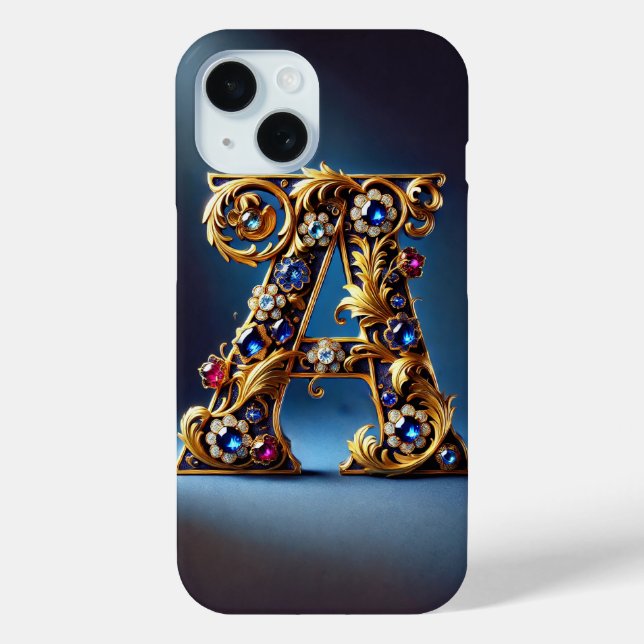 Elegant Golden A Letter Monogram Case-Mate iPhone Hülle (Rückseite)