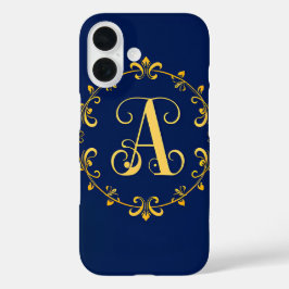 Elegant Golden A Letter Monogram iPhone 16 Hülle