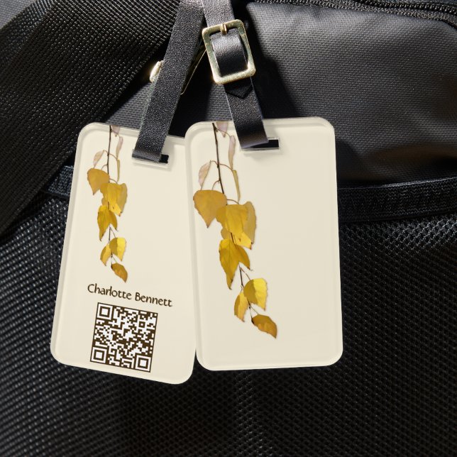 Elegant Golden Birch Leaves Christmas Gift Gepäckanhänger (Von Creator hochgeladen)