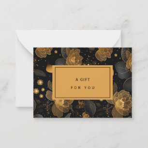Elegant Golden & Black floral Gutschein Mitteilungskarte
