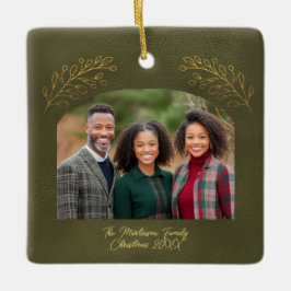 Elegant Golden Branches Arch Photo Green Keramikornament