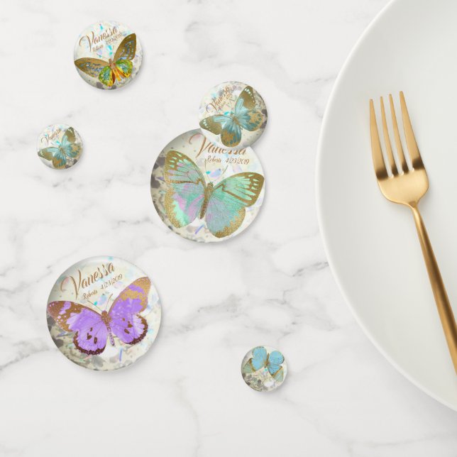 Elegant Golden Butterfets Personalisierter Name Da Konfetti (Gruppe)