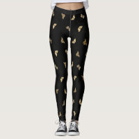 Elegant Golden Butterflies Black Pattern