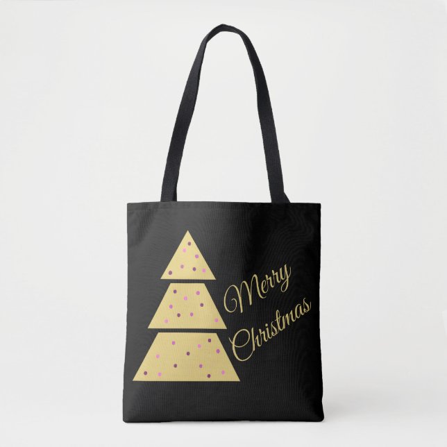 Elegant Golden Christmas Tree Tote Bag (Vorderseite)