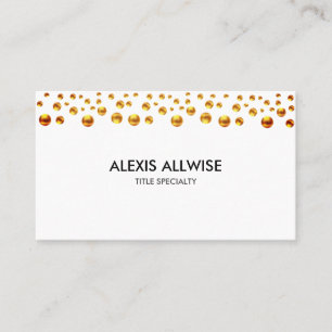Elegant Golden Confetti on White Visitenkarte