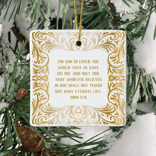 Elegant Golden Custom John 3:16 Bibel Weihnachten Keramikornament