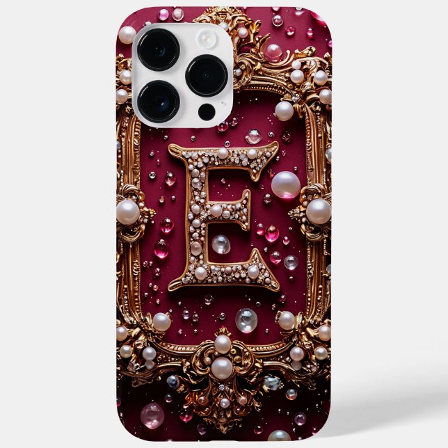 Elegant Golden E Letter Monogram Case-Mate iPhone Hülle (Rückseite)