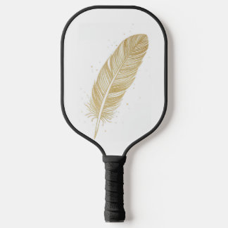 Elegant Golden Feather Illustration - Aesthetic Pi Pickleball Schläger