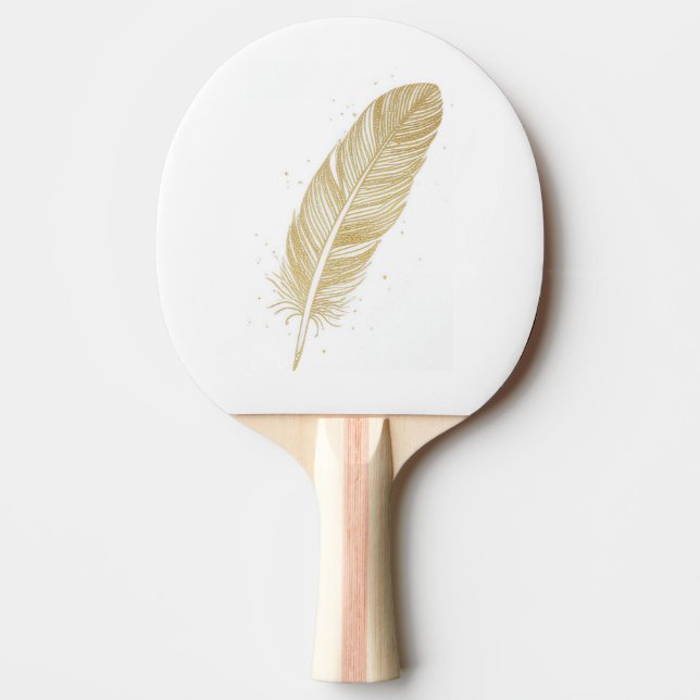 Elegant Golden Feather Line Art - Modern Aesthetic Tischtennis Schläger (Vorderseite)
