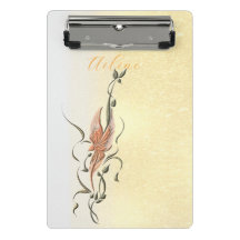 Elegant Golden Floral Vine mini clipboard