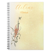Elegant Golden Floral Vine Spiral Photo Notebook