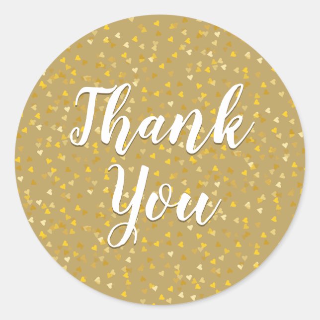 Elegant Golden Hearts Vielen Dank Runder Aufkleber (Vorderseite)