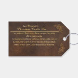 Elegant Golden Holly Christmas Cookie Mix Label Geschenkanhänger