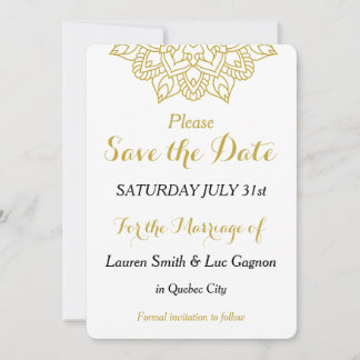 Elegant Golden Mandala Wedding Save the Date Card