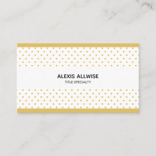 Elegant Golden Polka Dots on White Visitenkarte