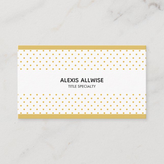 Elegant Golden Polka Dots on White Visitenkarte (Vorderseite)
