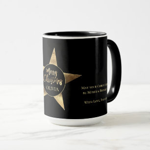 Elegant Golden Star Add Name Frohe Weihnachten Sch Tasse