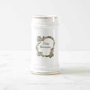 Elegant Golden Turkey Happy Thanksgiving Text Bierglas