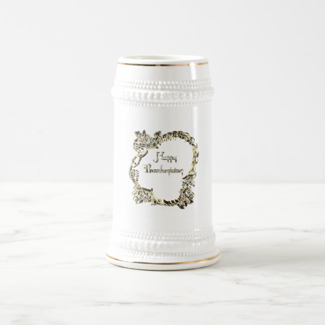 Elegant Golden Turkey Happy Thanksgiving Text Bierglas (Mittel)