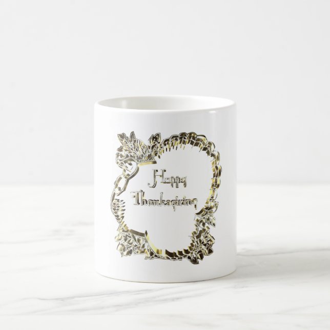Elegant Golden Turkey Happy Thanksgiving Text Tasse (Mittel)