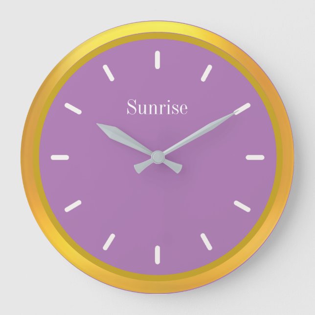 Elegant Golden und Violet Große Wanduhr (Vorderseite)